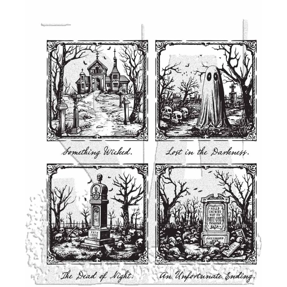 Juego de estampillas Tim Holtz Stampers Anonymous "FRAMED FRIGHTS" CMS494 - Halloween 2024 Foto 1 de 1