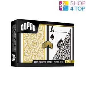 COPAG Elite 1546 Plastica Carte da Gioco Poker Jumbo Index Black / Oro Doppio - Foto 1 di 4
