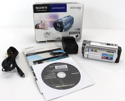 Sony Handycam DCR-SX65 70X Zoom Digital Camcorder Charger Battery Box TESTED - Image 1 of 4