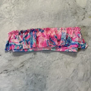 Lilly Pulitzer Bikini Oberteil Damen Größe 4 Blumenmuster Rosa Blau Trägerlos Badeanzug - Bild 1 von 8