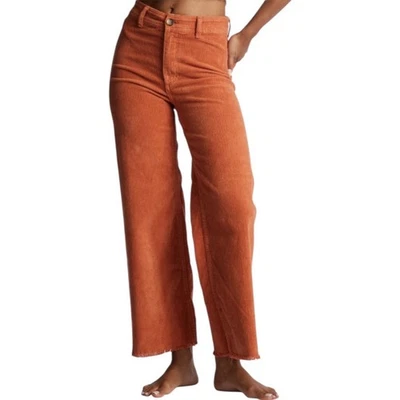 Billabong Women’s Free Fall Wide Leg Corduroy Pants Orange High Rise Size 26 - Image 1 of 4