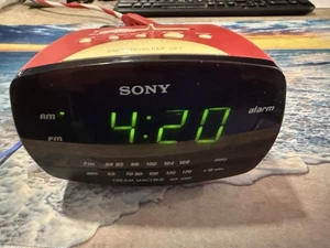 SONY Dream Machine AM/FM Clock Radio Vintage/classic Red Tested & Working! - Picture 1 of 6
