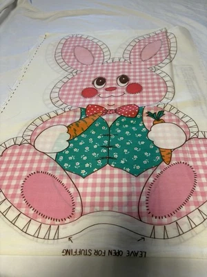 Rabbit Bunny Country Pillow Cotton Cut Sew Fabric Panel - Image 1 of 2