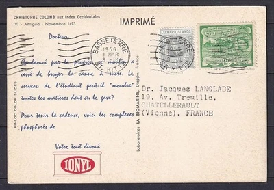 w2248/Portada postal mixta de islas de sotavento/islas de San Cristóbal de San Cristóbal 1956 Foto 1 de 2