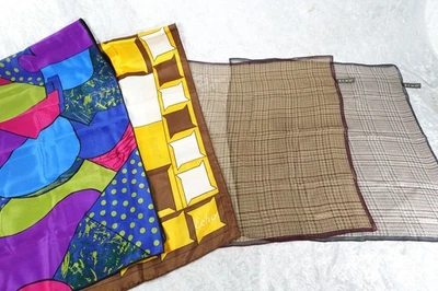 4 bufandas vintage firmadas por la marca Echo 100 % seda pura geométricas coloridas Foto 1 de 4