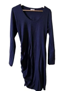 Abito Sundry Anthropologie Navy manica lunga increspato cravatta laterale taglia 3 large - Foto 1 di 4