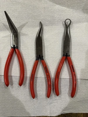 3 Pcs Set Knipex 8  Mechanics Pliers Angled Long Nose Long Nose Pliers  Grabber - Image 1 of 2
