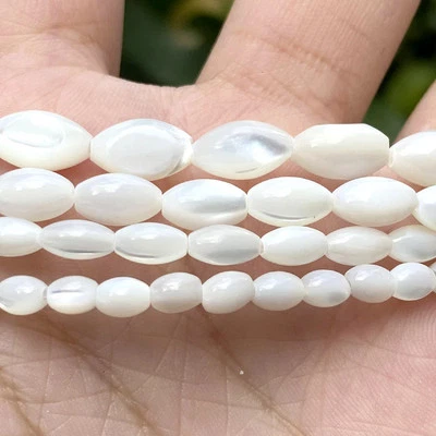 Shell Beads for DIY Jewelry Women Oval White Mother of Pearl Loose Beads Set - Image 1 of 4