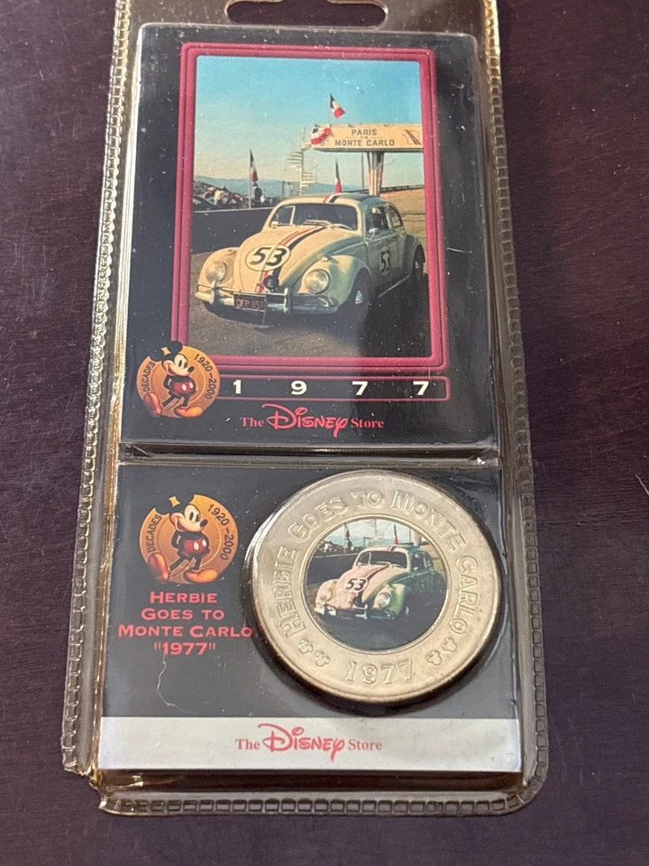 DISNEY DECADE COIN & CARD# 43 HERBIE GOES TO MONTE CARLO FACTORY UNOPENED