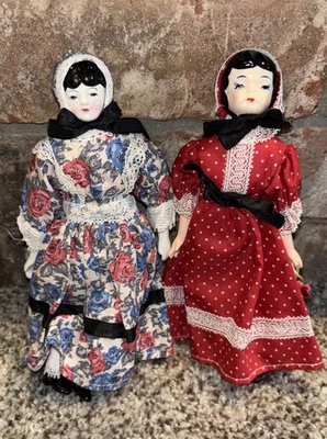 Lote De 2 Muñecas Shackman Bisque De Colección Con Soportes Ambas Tienen Pegatina Original Foto 1 de 4