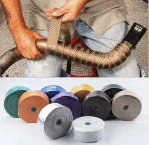 Nastro Termico Isolante Per Scarico Moto Collettore Auto 5M Tutti i Colori - Foto 1 di 11