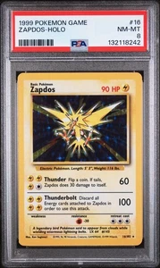 1999 POKEMON BASE SET UNLIMITED #16 ZAPDOS-HOLO PSA 8 "New Cert" - Picture 1 of 2