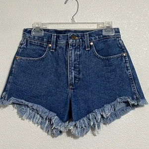 Wrangler Reworked Denim Blue Jean Shorts Cut Off Frayed Hem Women’s Size 26 - Picture 1 of 10