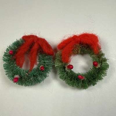Vintage Doll House Miniature CHRISTMAS WREATHS 1:12 Scale Set Of 2 Holiday - Image 1 of 4