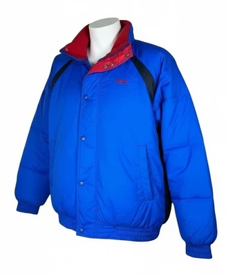 Fila Puffer DOWN/Waterfowl Feathers XL VINTAGE Blue Red Winter Coat Warm - Image 1 of 4