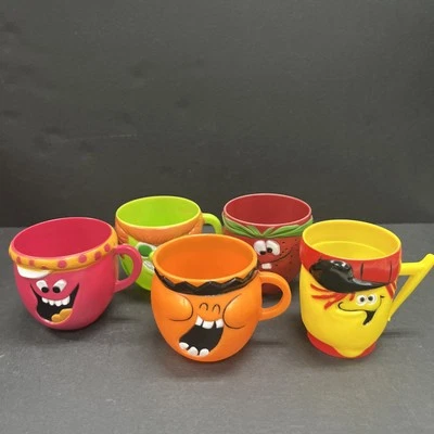 Lote (5) tazas caras divertidas vintage Pillsbury Kool-Aid años 60 70 Foto 1 de 4