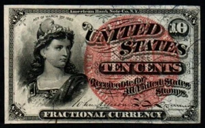 10c 1869-75 BEAUTIFUL CRISP AU+ 4th Issue LIBERTY Fractional Currency! - Picture 1 of 2