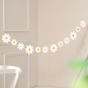 Spring Daisy Banner Wedding Birthday Party Backdrop Hanging Hippie Decoration - Picture 1 of 6
