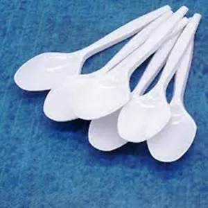 Plastic Spoons White Disposable 50 Pack For Parties Desserts Cutlery Catering - Picture 1 of 3