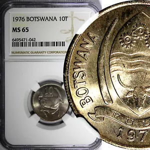 Botswana 1976 10 Thebe NGC MS65 South African gemsbock Nice Toned KM# 5 (42) - Picture 1 of 4