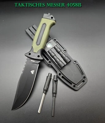 SABER®GERMANY KaSul®| Taktisches 4Tlg. Buschmesser 4058B Grün Jagdmesser Bowie Knife Hunting