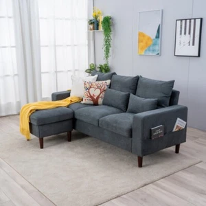 L Shaped Sectional Sofa Set with Ottoman Living Room Furniture Couch Chaise - Picture 1 of 37