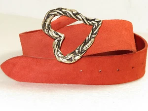 Junction West Beauty! NOS Women's ITALIAN suede belt Heart XL/36" 1 1/2' $110 - Picture 1 of 7