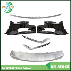 Brackets+Front Bumper Skid Plate+3Pcs Molding Trim For Ford Explorer 2018-2019 - Picture 1 of 9