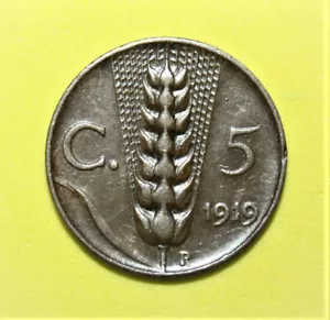 S11 - Italy 5 Centesimi 1919R Very Fine +++ Bronze Coin *** Key Date - Picture 1 of 3