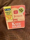 Vintage 1980S Leggs Knee High Nylons In Jet Black, 6 Pairs In Pack
