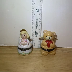 Teddy Bear Holding heart trinket box - Valentines day gift - Angel Trinket box - Picture 1 of 6