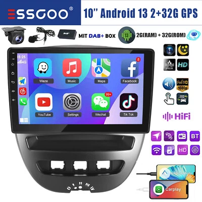 DAB+ Carplay Autoradio Android 13 Für Toyota Aygo Peugeot 107 Citroen C1 KAM MIK - Bild 1 von 4