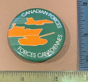 Canadian Forces Bilingual Jet, Tank & Ship 1.75" Vintage Pinback Pin Button - Picture 1 of 2