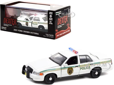 2001 FORD CROWN VICTORIA WHITE MIAMI METRO POLICE "DEXTER" 1/43 GREENLIGHT 86613 - Image 1 of 2