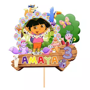 DECORACIÓN PARA TARTA DE CUMPLEAÑOS, CAKE TOPPER PERSONALIZADO, DORA EXPLORADORA - Imagen 1 de 2
