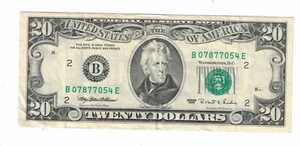US Banknote $20 Dollars Bill 1995 " B2 - New York " VG - VF. (#1604) - Picture 1 of 2