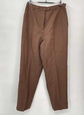 Pantalón Pendleton Clásico Para Mujer Vintage Marrón Pantalón Seda Lino Mezcla 14 Foto 1 de 4