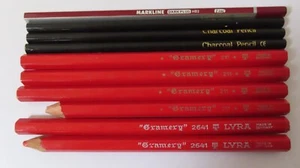 JOB LOT LYRA 211 / 2641 GRAMERY / 3 CHARCOAL & 1 MARKLINE HB2 DARK PLUS PENCILS - Picture 1 of 9
