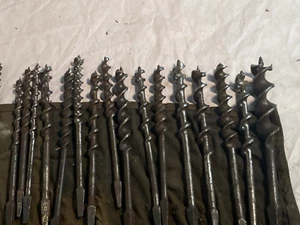 20 Vintage Auger Drill Bits W/ Pouch - Picture 1 of 7