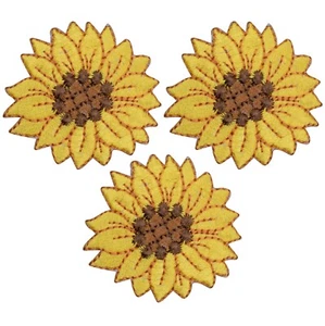 Sunflower Applique Patch - Flower, Bloom Badge 1-5/8" (3-Pack, Iron on) - Picture 1 of 1