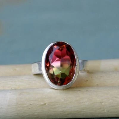 Nice Oval Cut Tourmaline Quartz 925 Sterling Silver Christmas Gift Ring Size 8 - Image 1 of 4