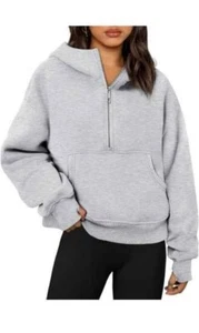 Trendy Queen Womens Hoodies Quarter Zip Pullover Oversized Sweatshirt Large - Picture 1 of 5