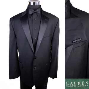Lauren Ralph Lauren Blazer Herren 48R Schwarz Sakko Wolle Smoking Luxus KANADA - Bild 1 von 15
