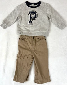 Ralph Lauren Boys Outfit Set Pants Sweatshirt Long Sleeve Embroidered logo 9Mon - Picture 1 of 8