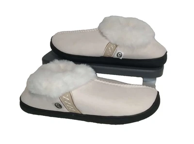 Zapatillas para mujer Dearfoams Fireside beige sin cordones acogedoras interiores/exteriores talla 9 Foto 1 de 4