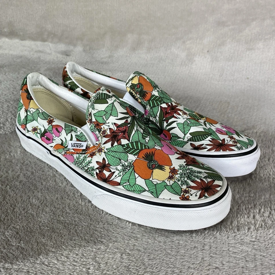 Vans Classic Slip-On Shoes Mens Size 6.5 Womens 8 Floral Canvas Skate Casual NEW - Image 1 of 4