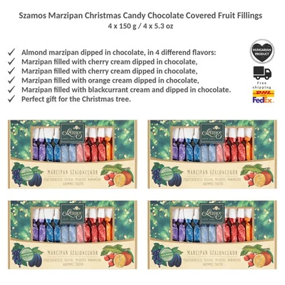 Traditional Szamos Christmas Marzipan Candy Assortment 5 Flavors 4x150g - Image 1 of 3
