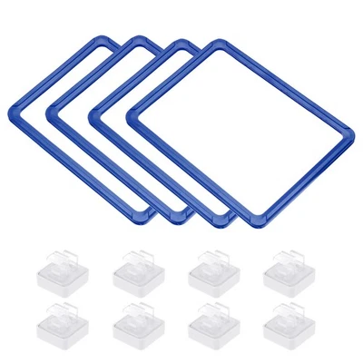 4pcs Magnetic Label Holder, 9 x 6 Inch A5 Shelf Card Sign with Base, Blue - Imagen 1 de 4