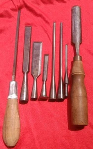 Lotto scalpelli legno vintage/antichi: Hibard, Boro, Union, Worth, Anchoreorks - Foto 1 di 24