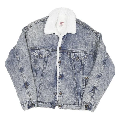 LEVI'S Boys Blue Cotton Blend Sherpa Collar Denim Jacket S Button Closure - Image 1 of 4